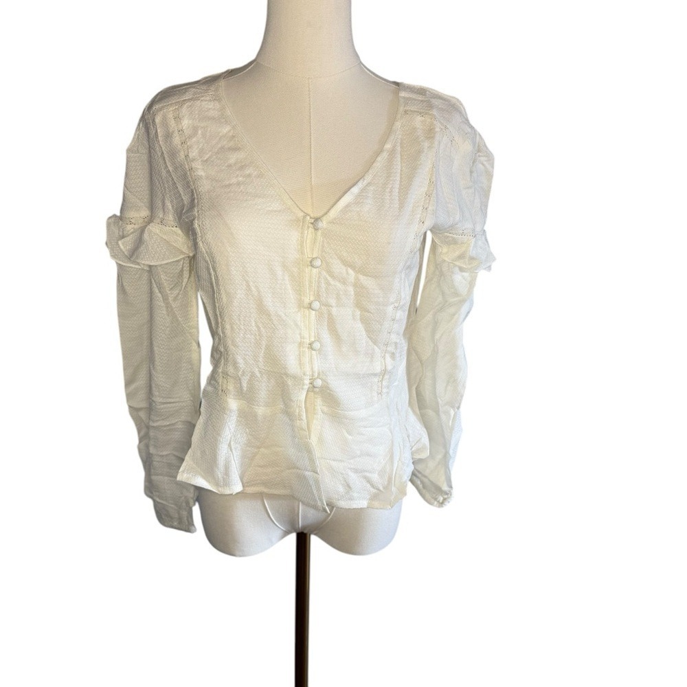 free people womens blouse medium shirt top  Band‎ of the Free white cream